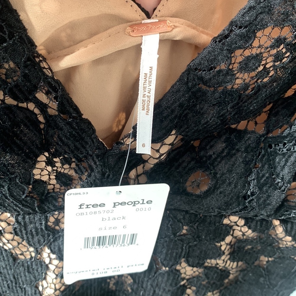 NWT Free People Dangerous Love Floral Lace mini dress Goth black size 6 - Picture 5 of 10